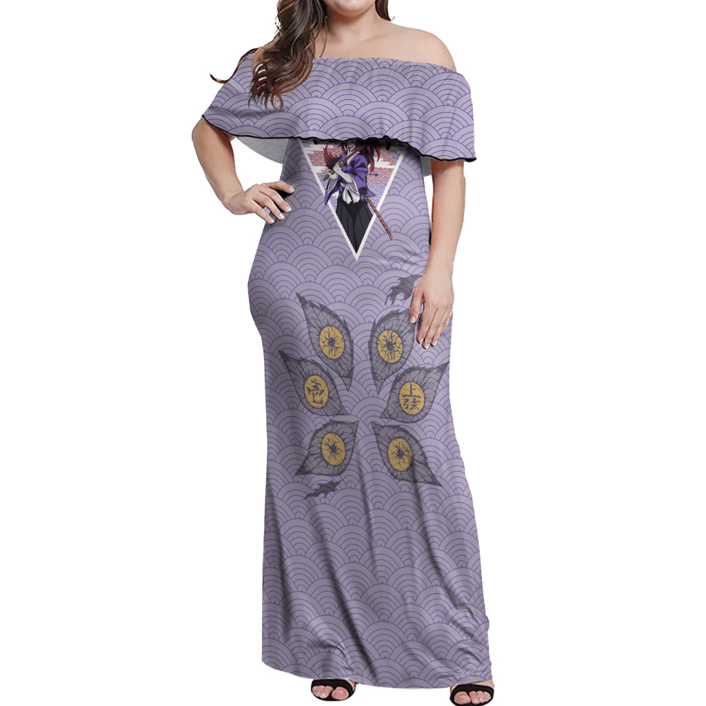 Kokushibo - Demons Slayer Off Shoulder Maxi Dress Anime Mix Japan Pattern Style