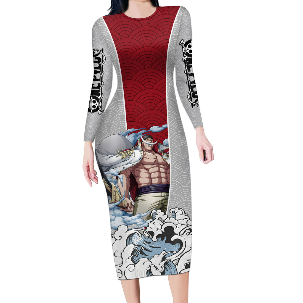 Edward Newgate - One Piece Long Sleeve Bodycon Dress Anime Mix Japan Pattern Style