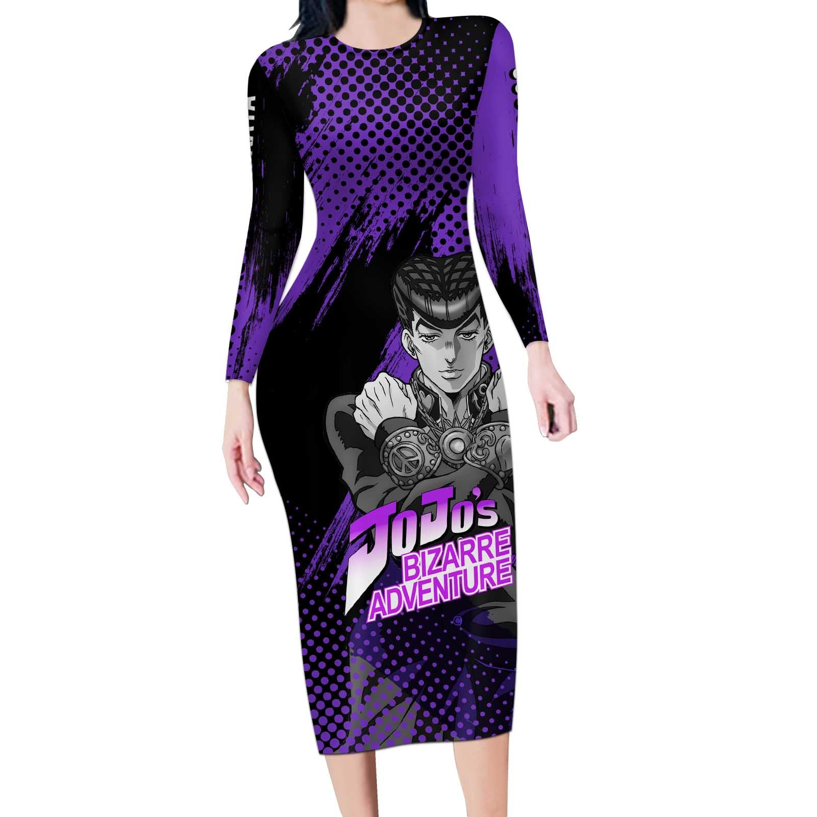 Josuke Higashikata - JoJo's Bizarre Adventure Long Sleeve Bodycon Dress Anime Style
