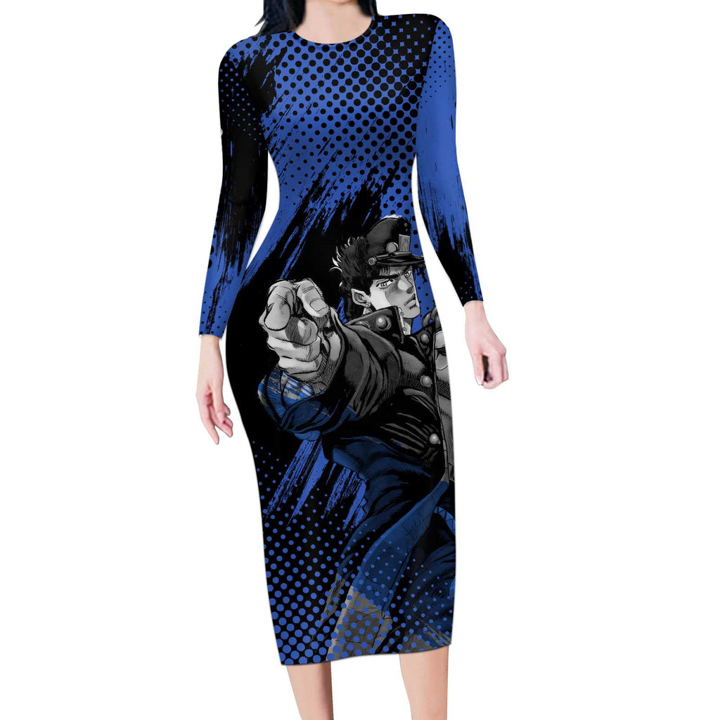 Jotaro Kujo - JoJo's Bizarre Adventure Long Sleeve Bodycon Dress Anime Style