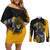 Dio Brando - JoJo's Bizarre Adventure Couples Matching Off Shoulder Short Dress and Long Sleeve Button Shirt Anime Mix Manga Style