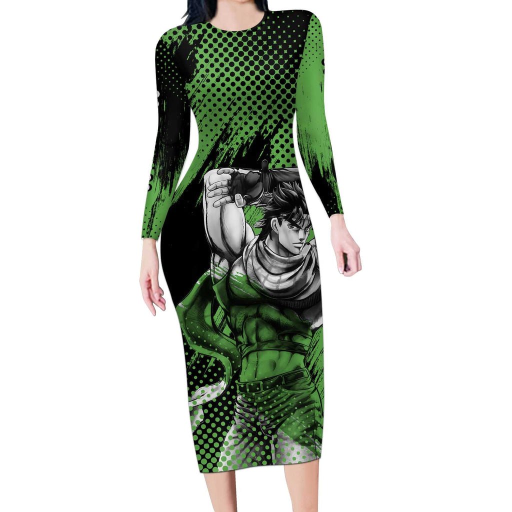 Joseph Joestar - JoJo's Bizarre Adventure Long Sleeve Bodycon Dress Anime Style