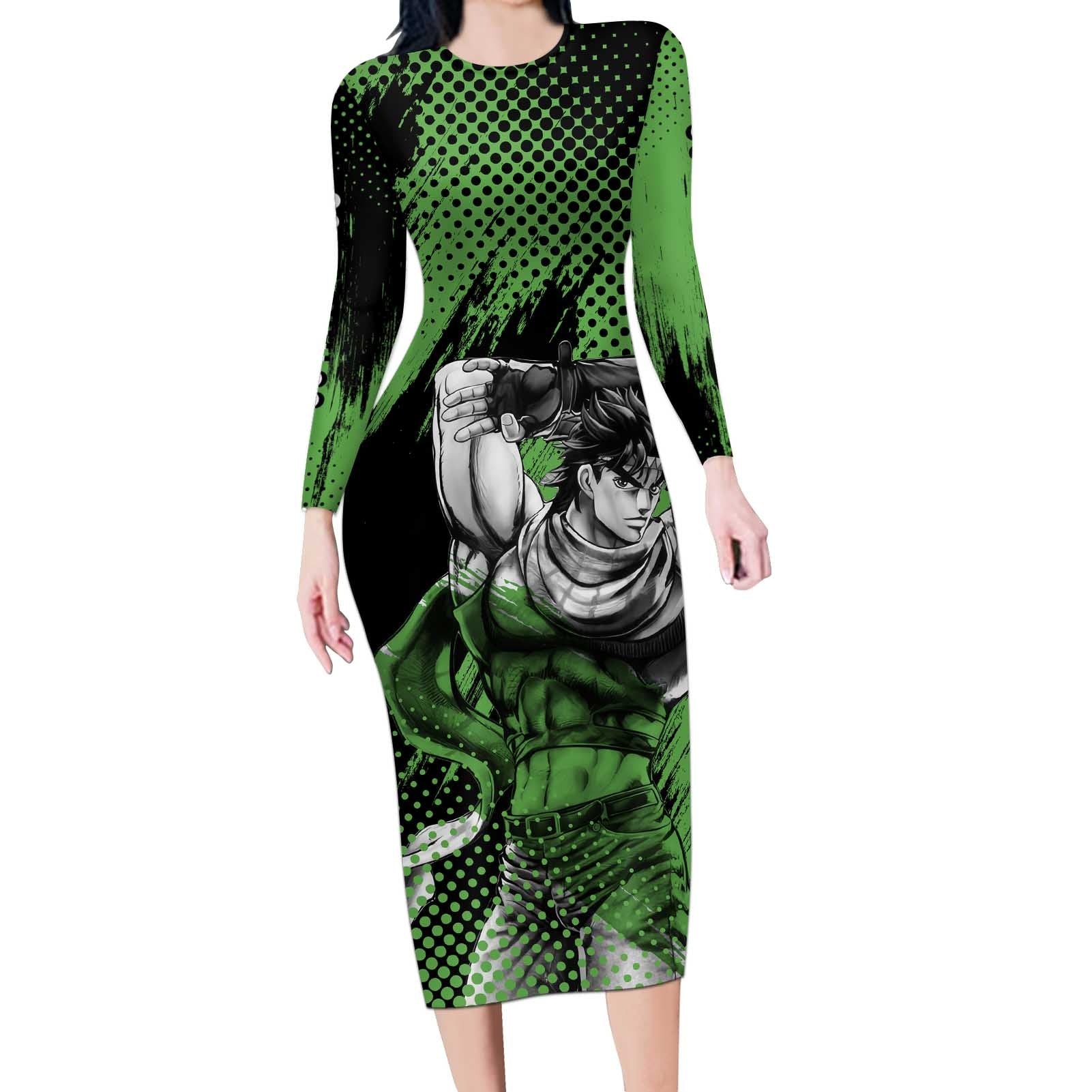 Joseph Joestar - JoJo's Bizarre Adventure Long Sleeve Bodycon Dress Anime Style