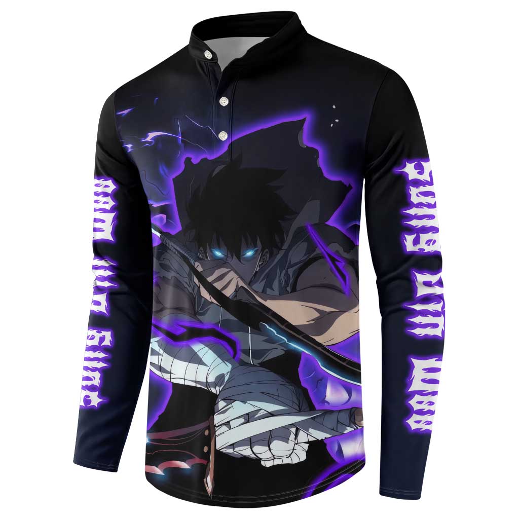 Sung Jin Woo - - Solo Leveling Button Sweatshirt Anime Style