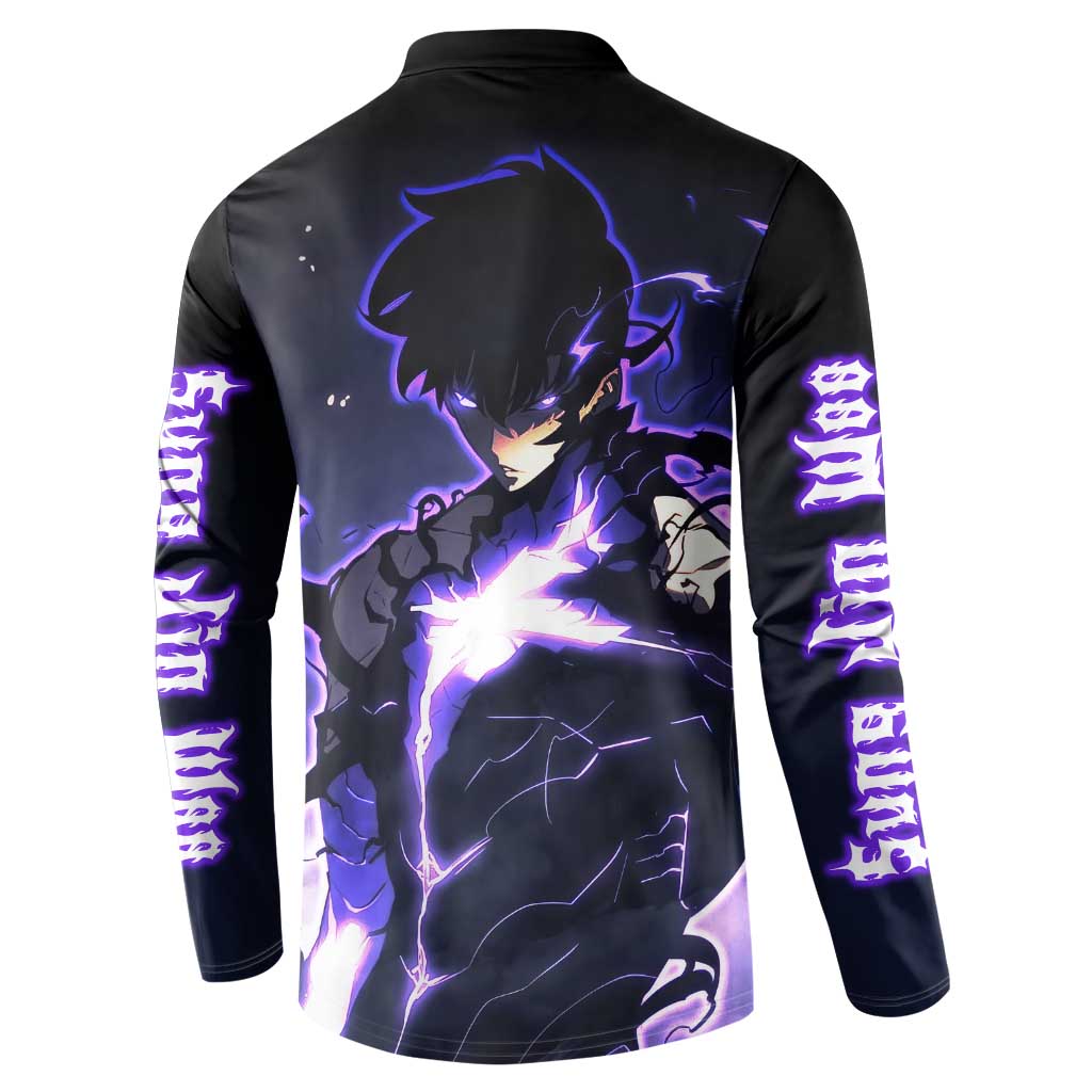 Sung Jin Woo - - Solo Leveling Button Sweatshirt Anime Style