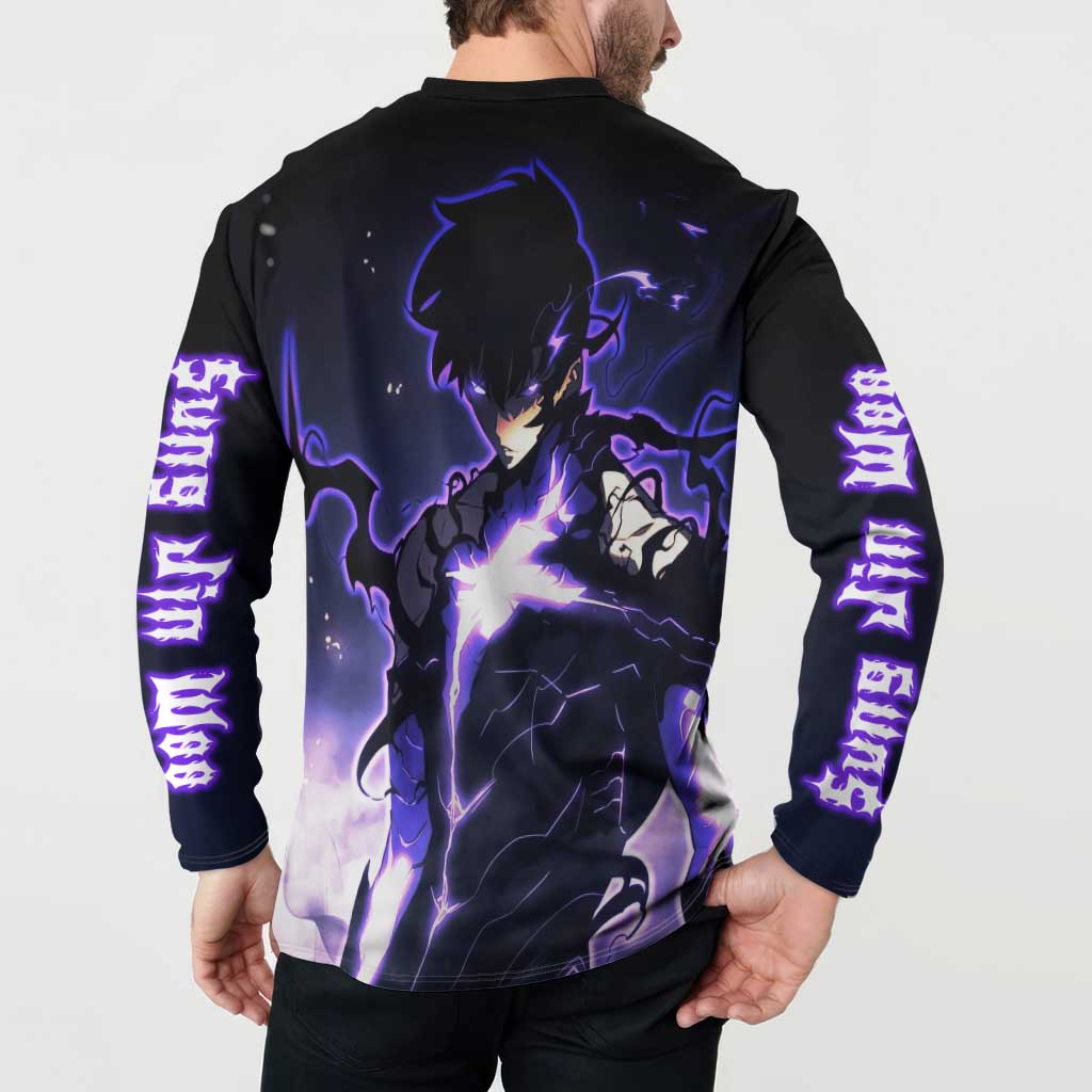 Sung Jin Woo - - Solo Leveling Button Sweatshirt Anime Style