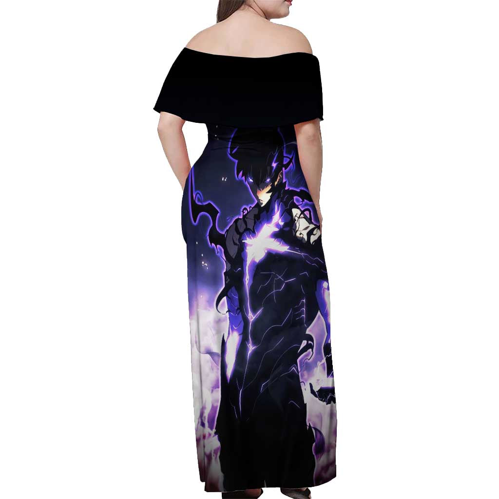 Sung Jin Woo - - Solo Leveling Off Shoulder Maxi Dress Anime Style
