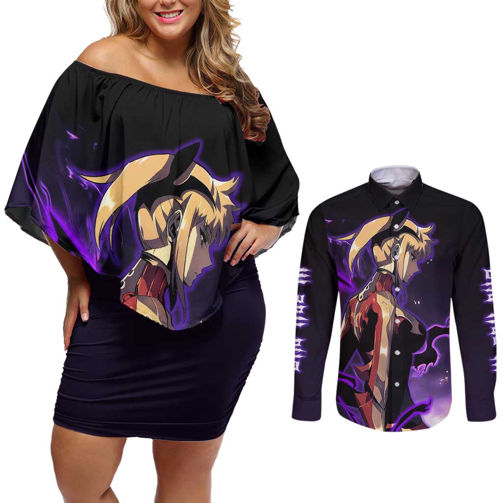 Cha Hae In - Solo Leveling Couples Matching Off Shoulder Short Dress and Long Sleeve Button Shirt Anime Style