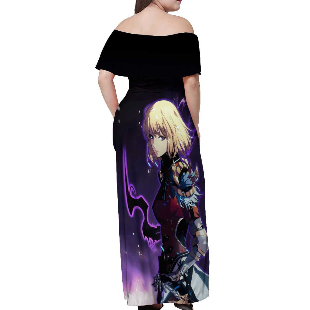 Cha Hae In - Solo Leveling Off Shoulder Maxi Dress Anime Style