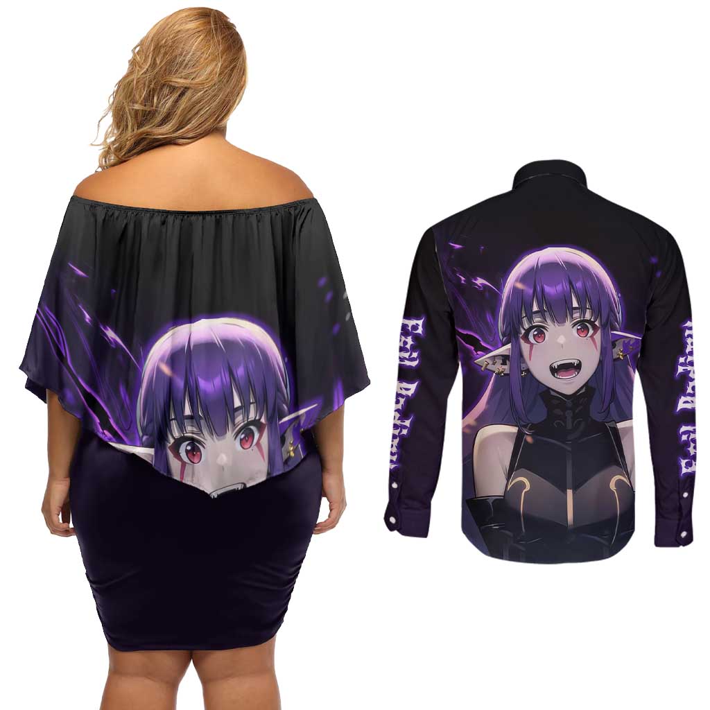 Esil Radiru - Solo Leveling Couples Matching Off Shoulder Short Dress and Long Sleeve Button Shirt Anime Style