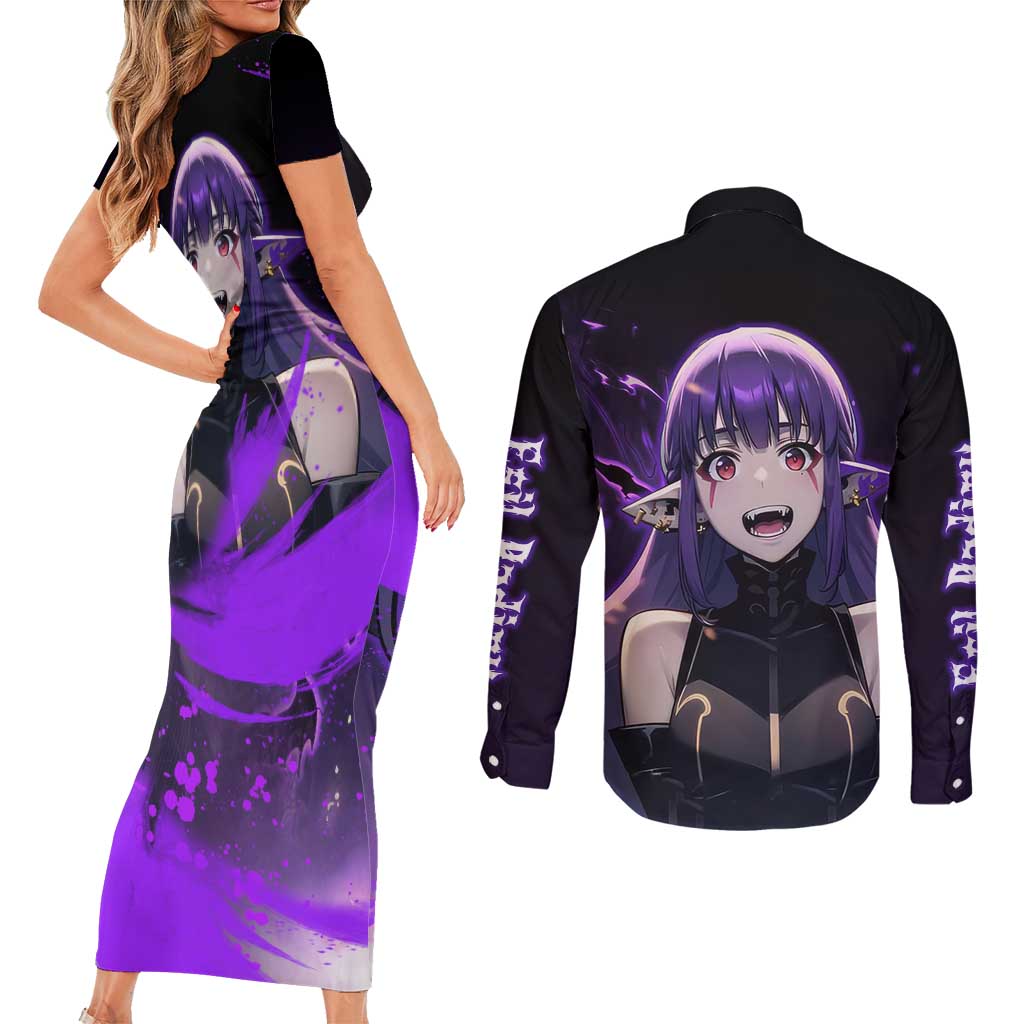 Esil Radiru - Solo Leveling Couples Matching Short Sleeve Bodycon Dress and Long Sleeve Button Shirt Anime Style