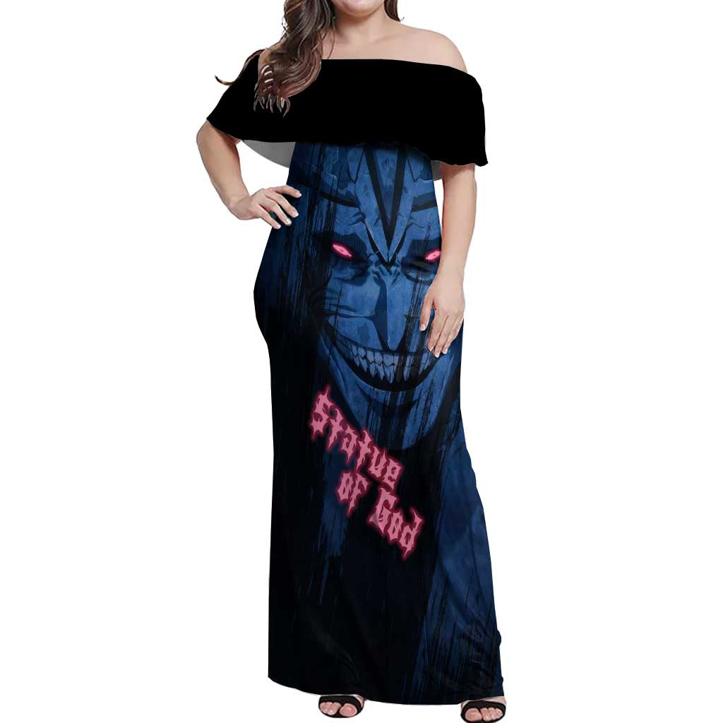 Statue of God - Solo Leveling Off Shoulder Maxi Dress Anime Style