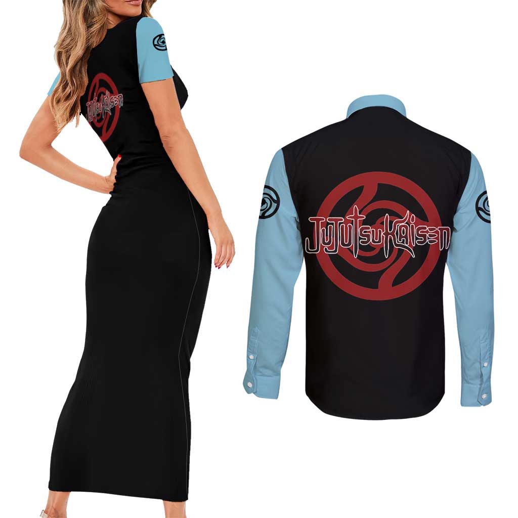 Yuta Okkotsu - Jujusu Kaisen Couples Matching Short Sleeve Bodycon Dress and Long Sleeve Button Shirt Anime Mix Manga Style