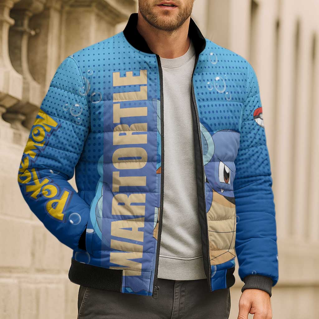 Wartortle Poké Bomber Puffer Jacket with Water Type Featuring Strong and Playful Design - The Mazicc