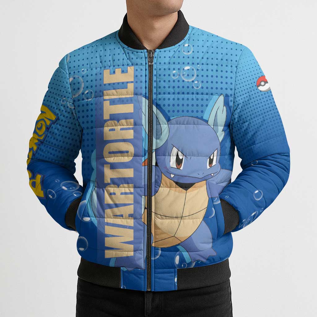 Wartortle Poké Bomber Puffer Jacket with Water Type Featuring Strong and Playful Design - The Mazicc