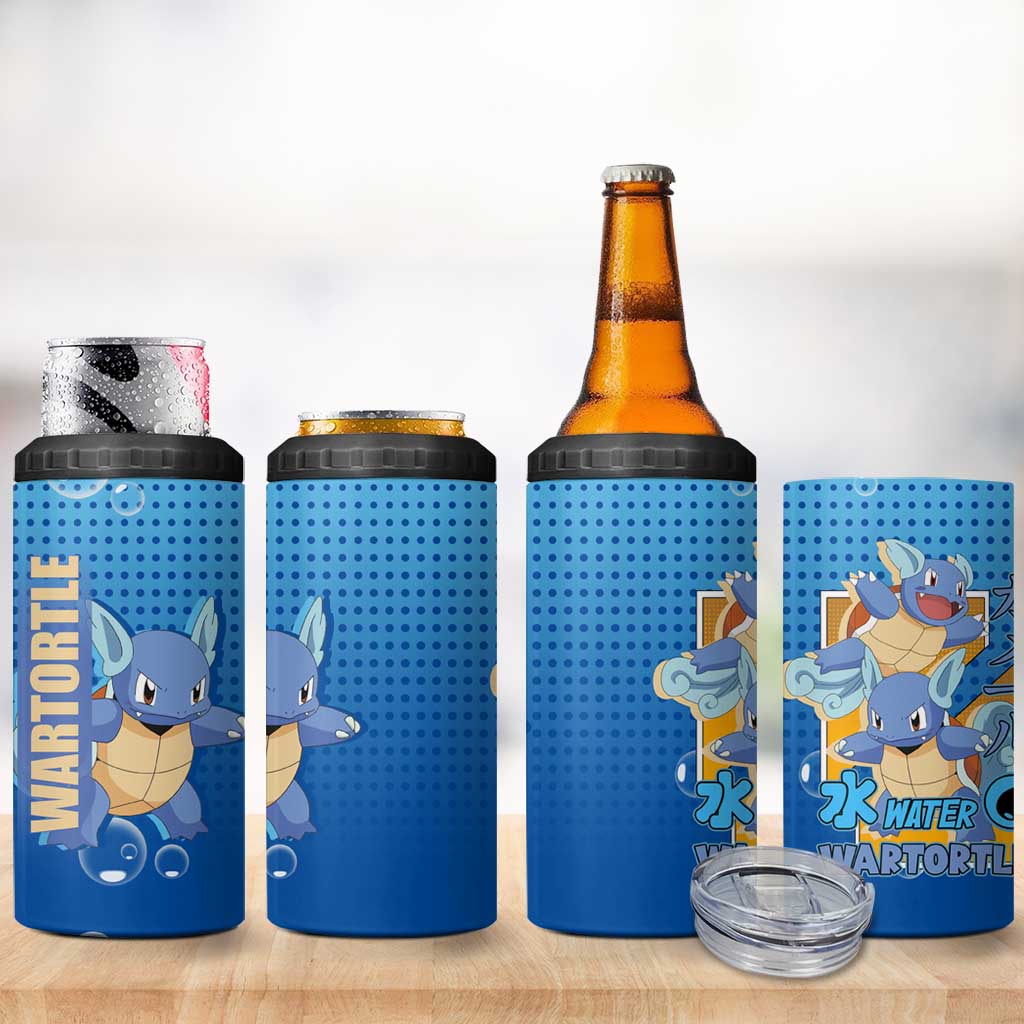 Wartortle Poké 4 in 1 Can Cooler Tumbler with Water Type Featuring Strong and Playful Design - The Mazicc
