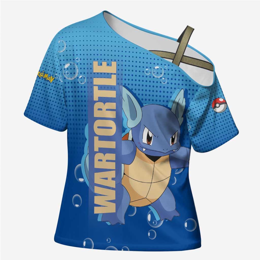 Wartortle Poké Cross Shoulder Shirt with Water Type Featuring Strong and Playful Design - The Mazicc