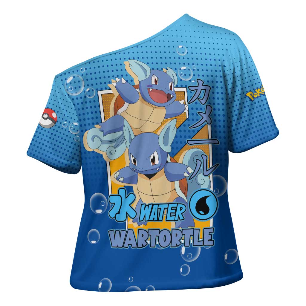 Wartortle Poké Cross Shoulder Shirt with Water Type Featuring Strong and Playful Design - The Mazicc