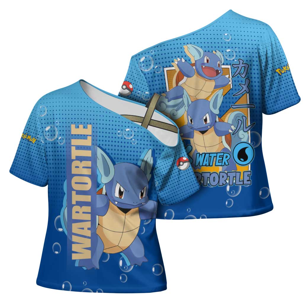 Wartortle Poké Cross Shoulder Shirt with Water Type Featuring Strong and Playful Design - The Mazicc