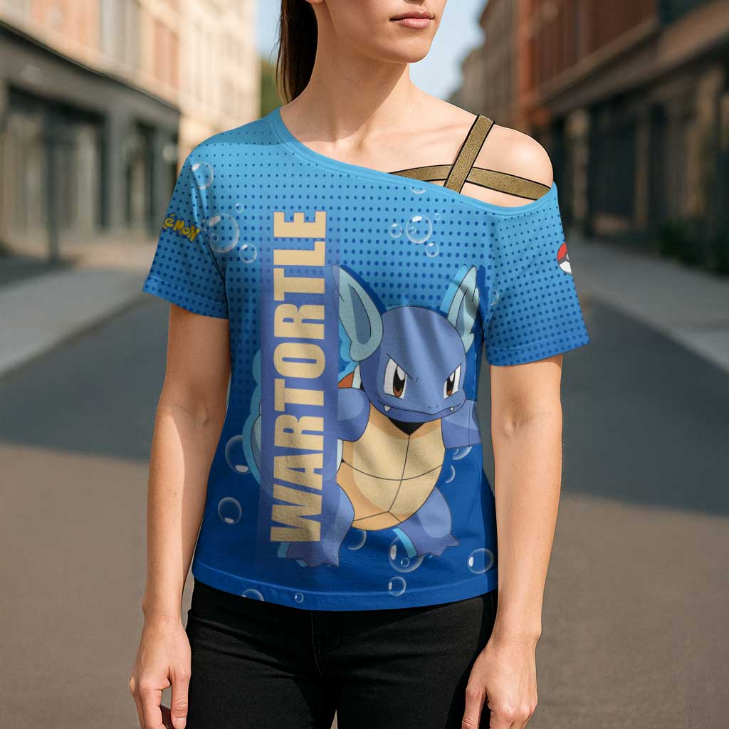 Wartortle Poké Cross Shoulder Shirt with Water Type Featuring Strong and Playful Design - The Mazicc