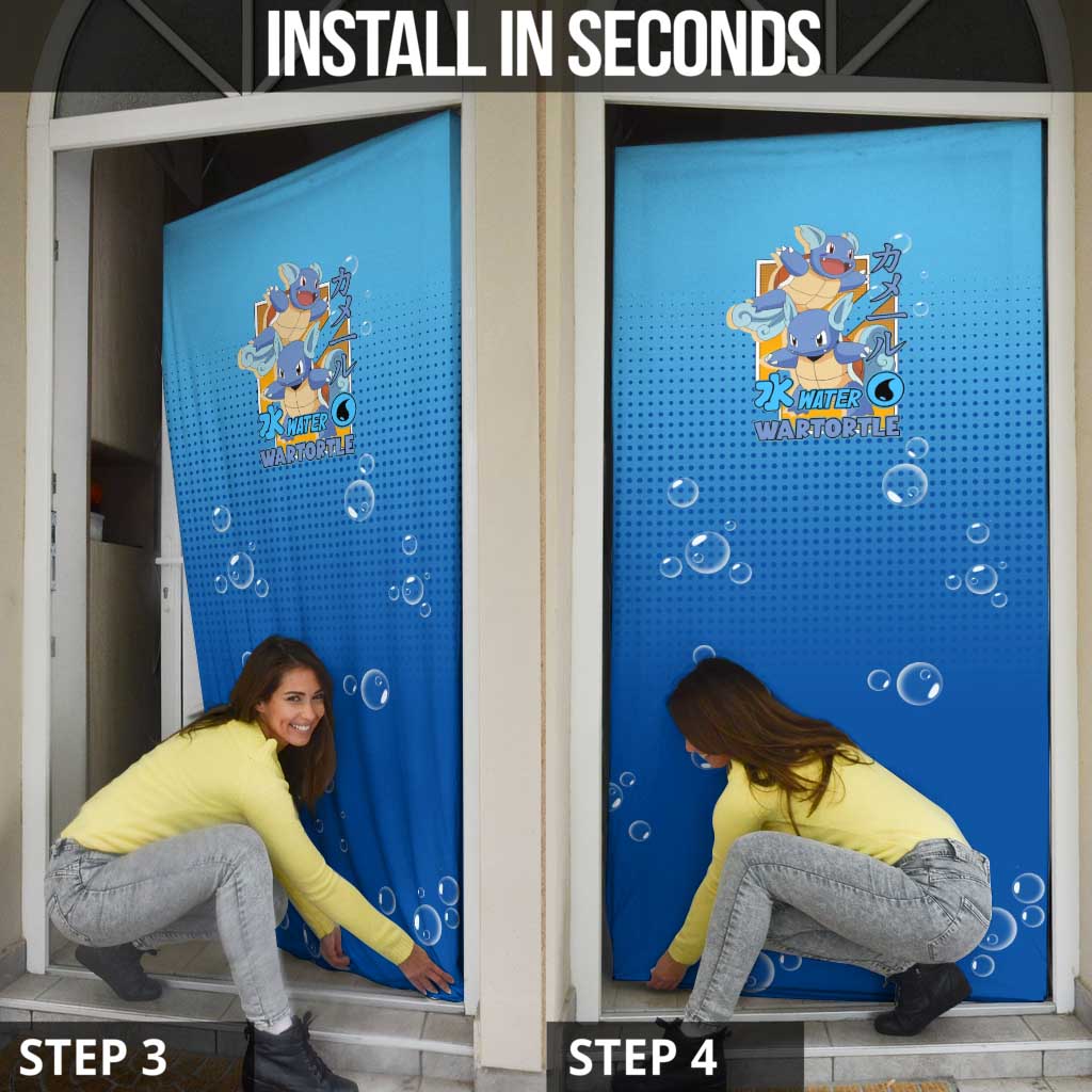 Wartortle Poké Door Cover with Water Type Featuring Strong and Playful Design - The Mazicc
