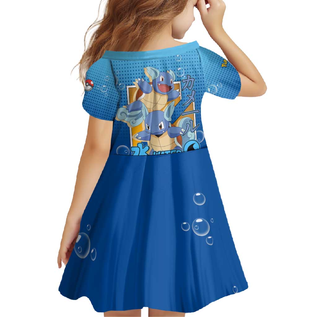 Wartortle Poké Family Matching Long Sleeve Bodycon Dress and Hawaiian Shirt with Water Type Featuring Strong and Playful Design - The Mazicc