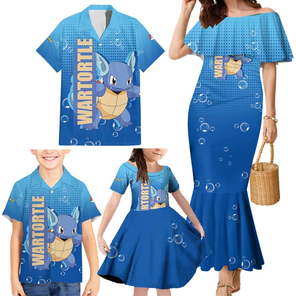 Wartortle Poké Family Matching Mermaid Dress and Hawaiian Shirt with Water Type Featuring Strong and Playful Design - The Mazicc