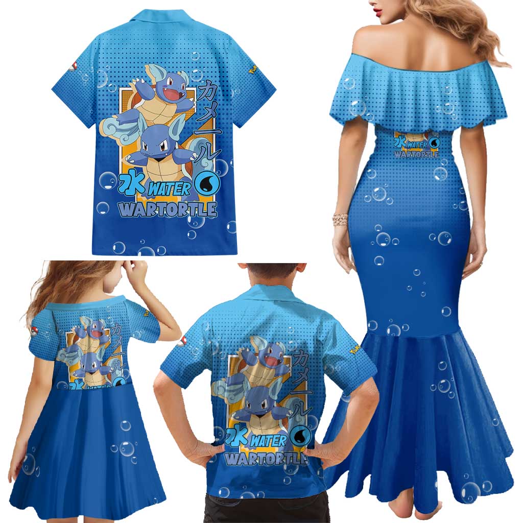 Wartortle Poké Family Matching Mermaid Dress and Hawaiian Shirt with Water Type Featuring Strong and Playful Design - The Mazicc