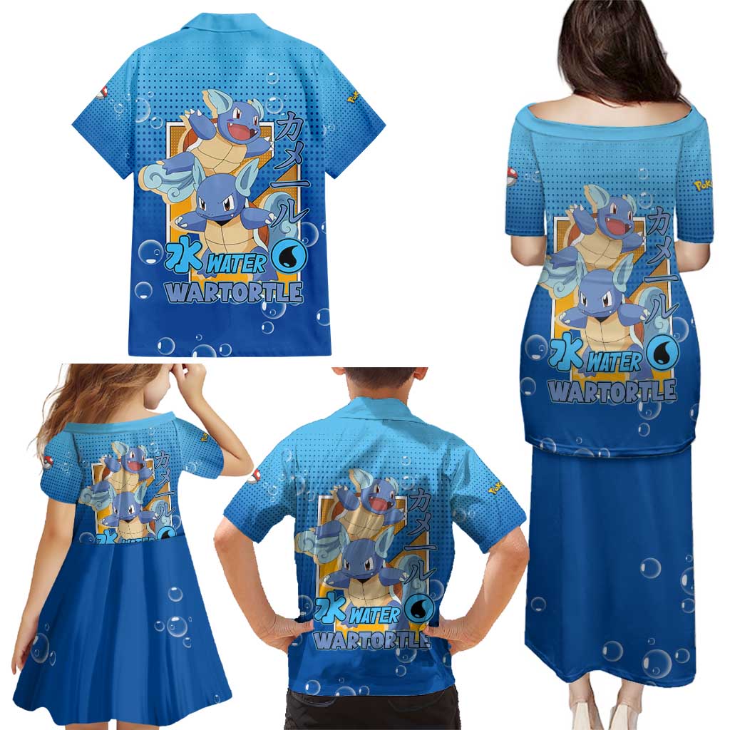 Wartortle Poké Family Matching Puletasi and Hawaiian Shirt with Water Type Featuring Strong and Playful Design - The Mazicc