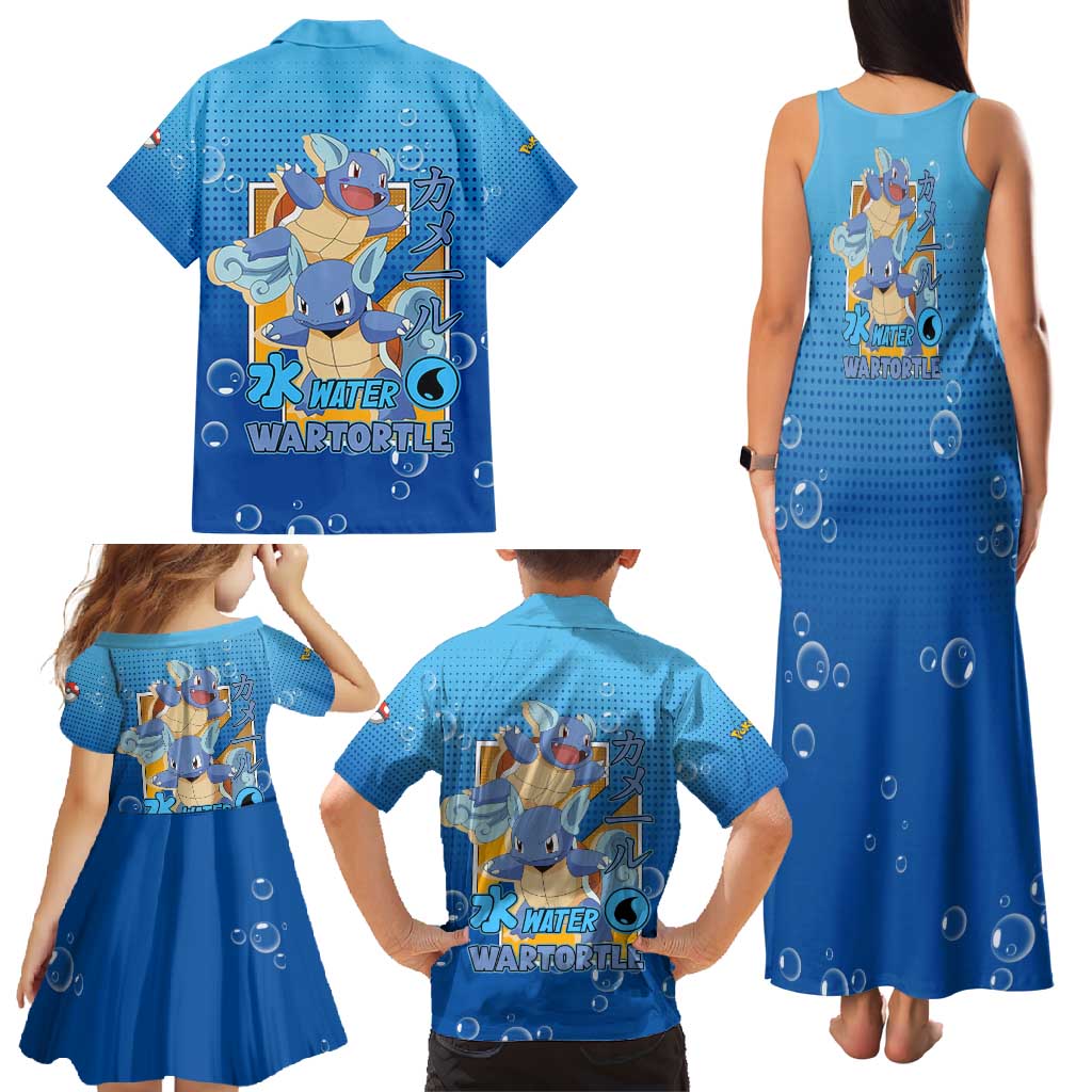 Wartortle Poké Family Matching Tank Maxi Dress and Hawaiian Shirt with Water Type Featuring Strong and Playful Design - The Mazicc