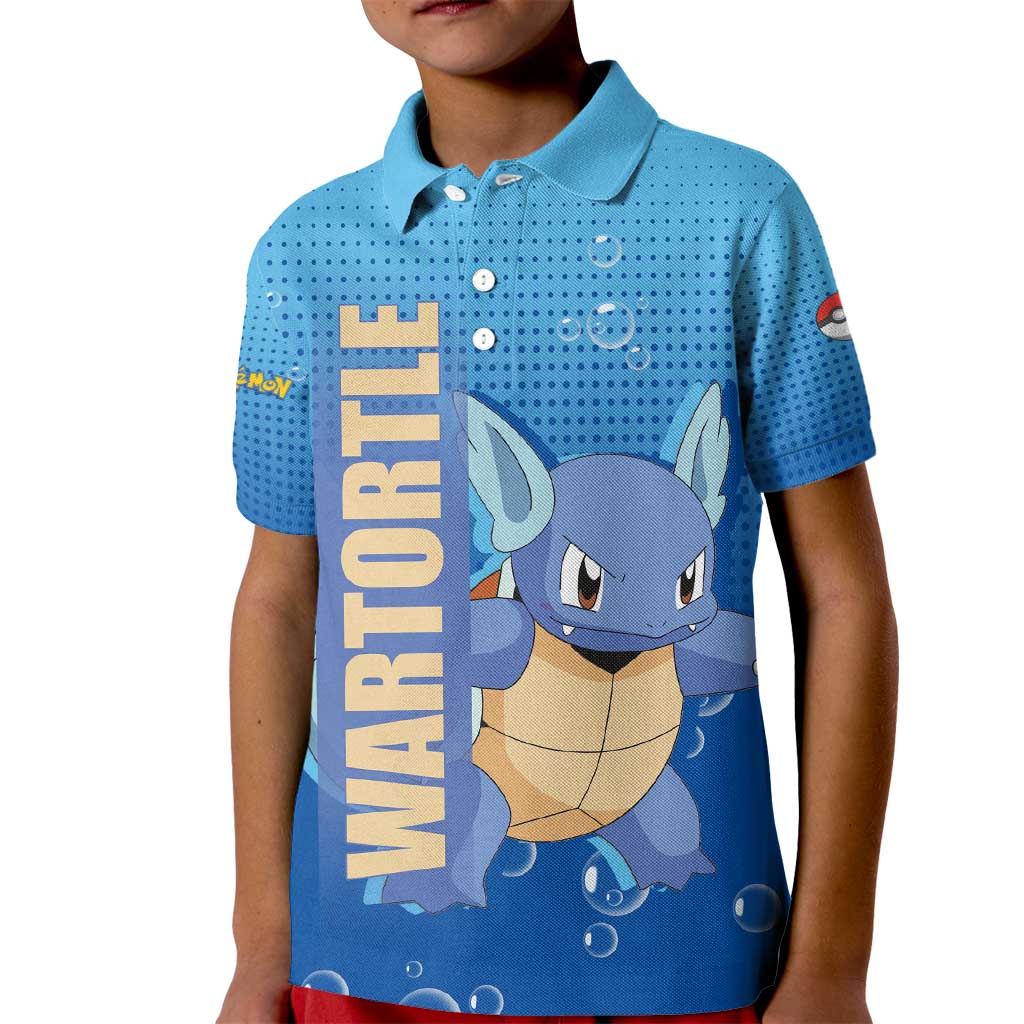 Wartortle Poké Kid Polo Shirt with Water Type Featuring Strong and Playful Design - The Mazicc