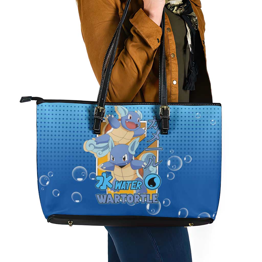 Wartortle Poké Leather Tote Bag with Water Type Featuring Strong and Playful Design - The Mazicc
