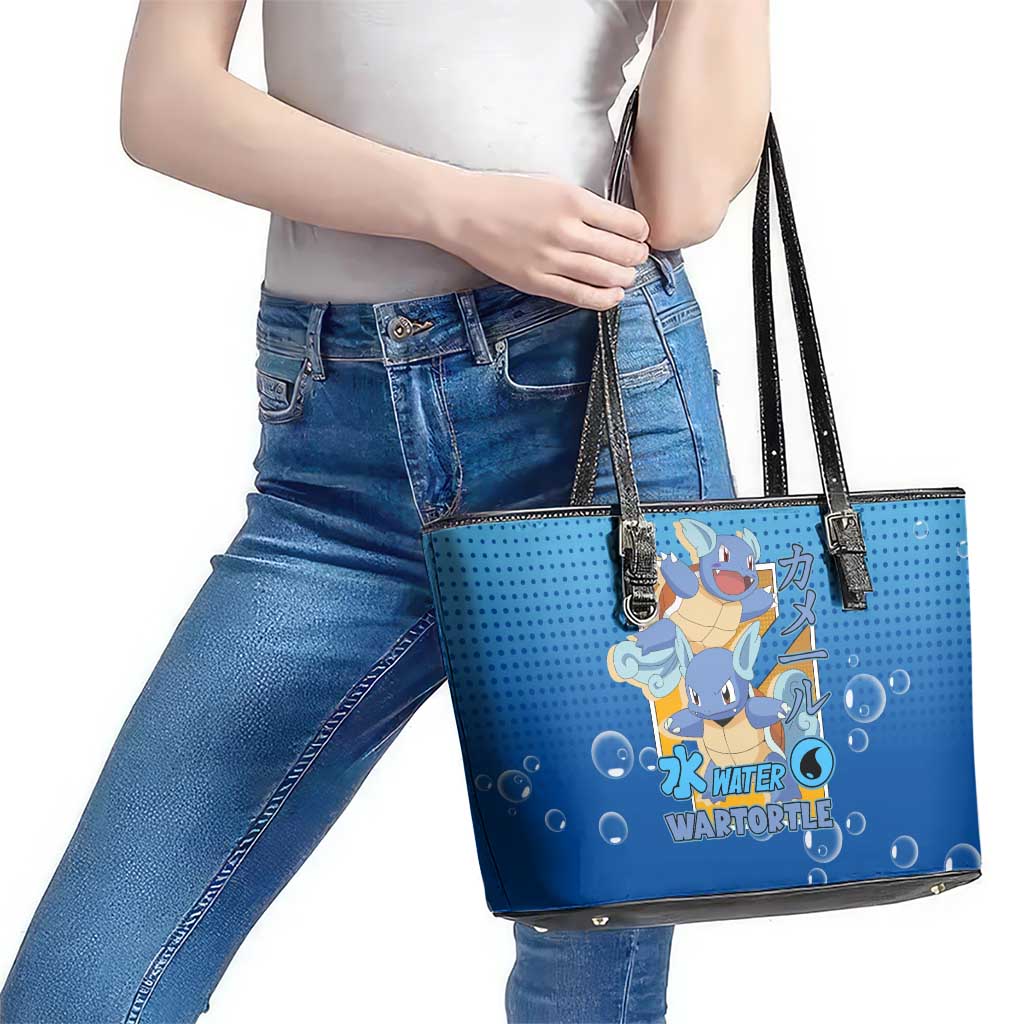 Wartortle Poké Leather Tote Bag with Water Type Featuring Strong and Playful Design - The Mazicc