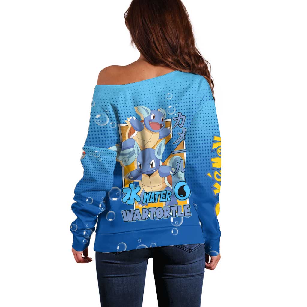 Wartortle Poké Off Shoulder Sweater with Water Type Featuring Strong and Playful Design - The Mazicc