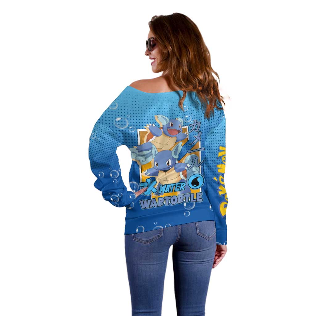 Wartortle Poké Off Shoulder Sweater with Water Type Featuring Strong and Playful Design - The Mazicc