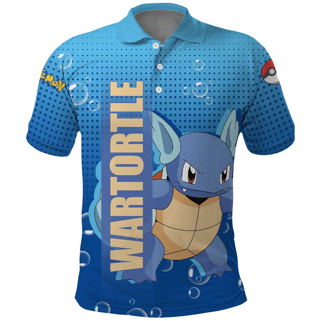 Wartortle Poké Polo Shirt with Water Type Featuring Strong and Playful Design - The Mazicc