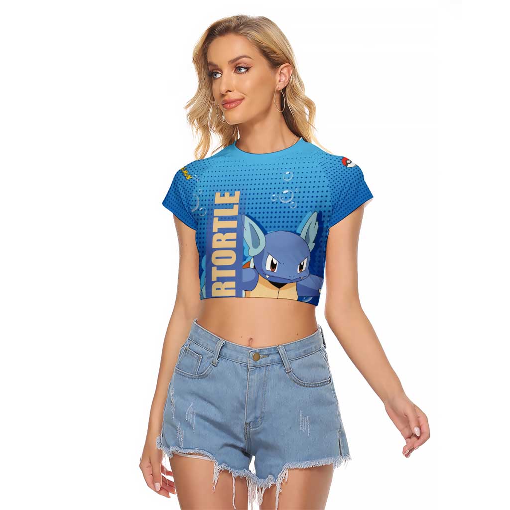 Wartortle Poké Raglan Cropped T Shirt with Water Type Featuring Strong and Playful Design - The Mazicc