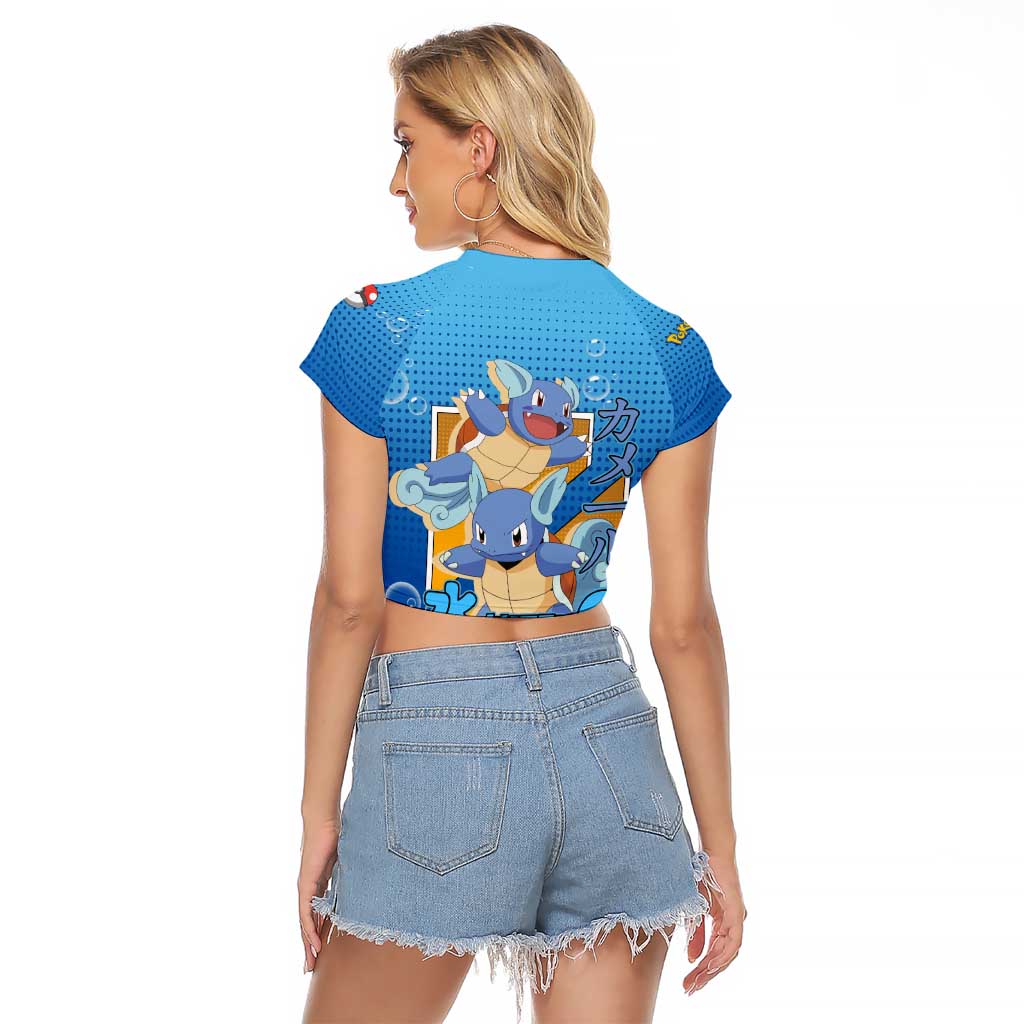 Wartortle Poké Raglan Cropped T Shirt with Water Type Featuring Strong and Playful Design - The Mazicc