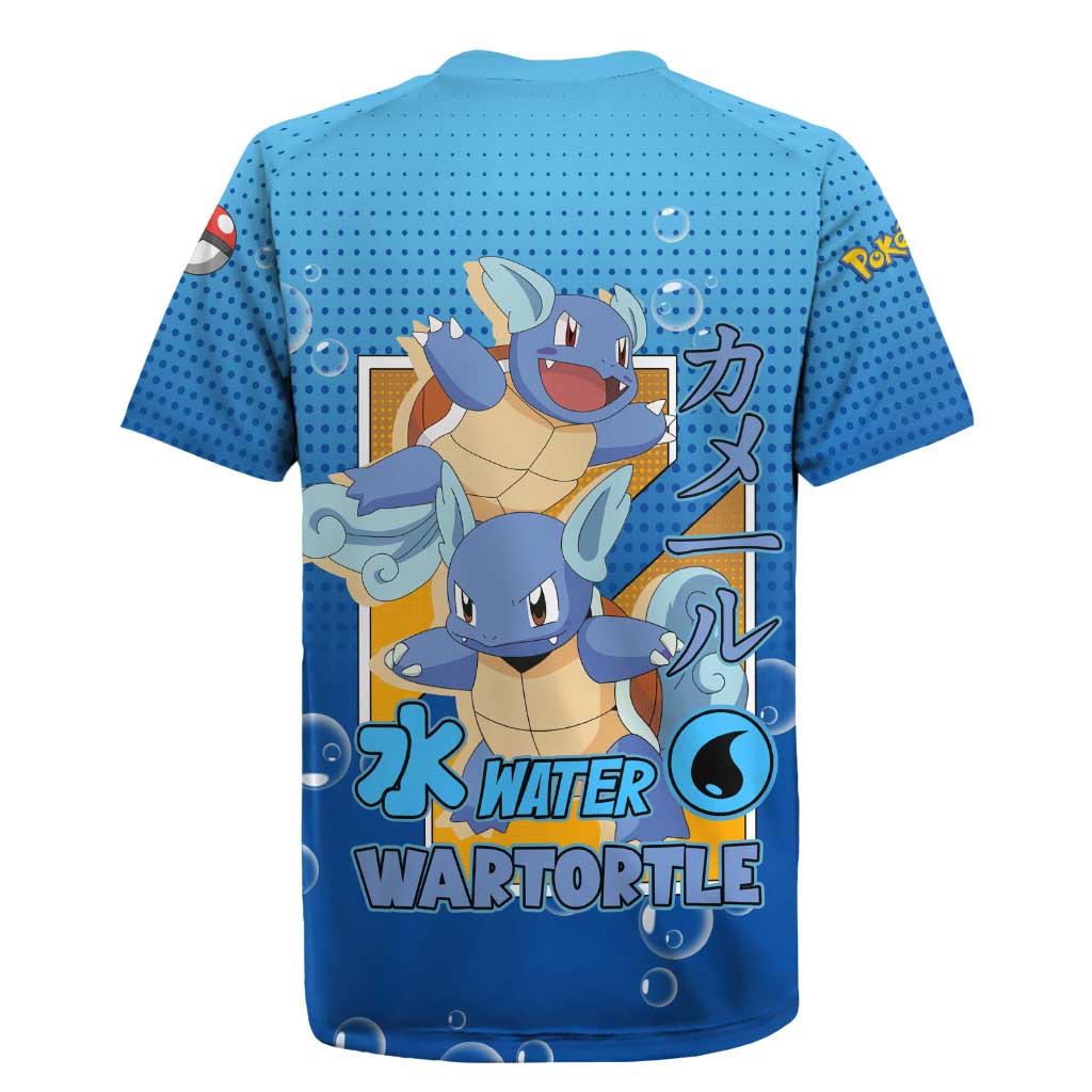 Wartortle Poké Rugby Jersey with Water Type Featuring Strong and Playful Design - The Mazicc