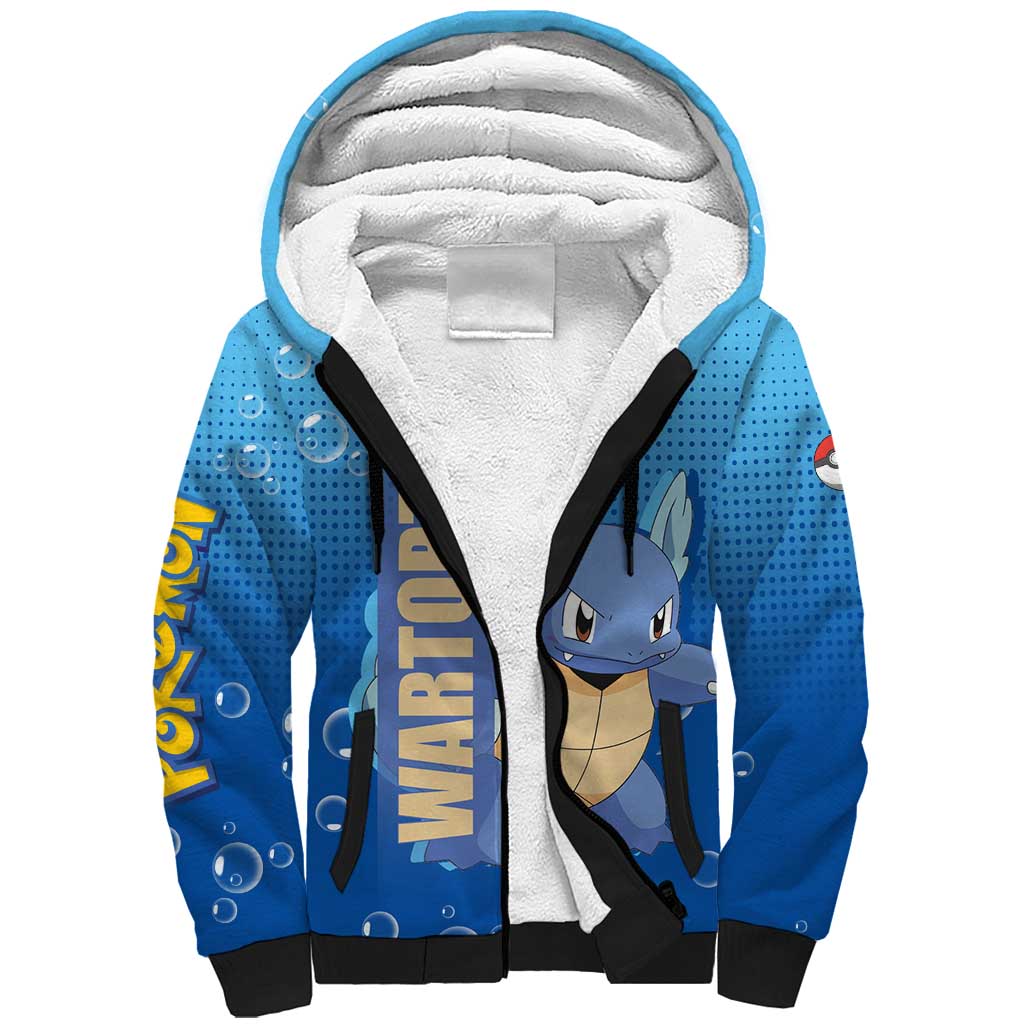 Wartortle Poké Sherpa Hoodie with Water Type Featuring Strong and Playful Design - The Mazicc