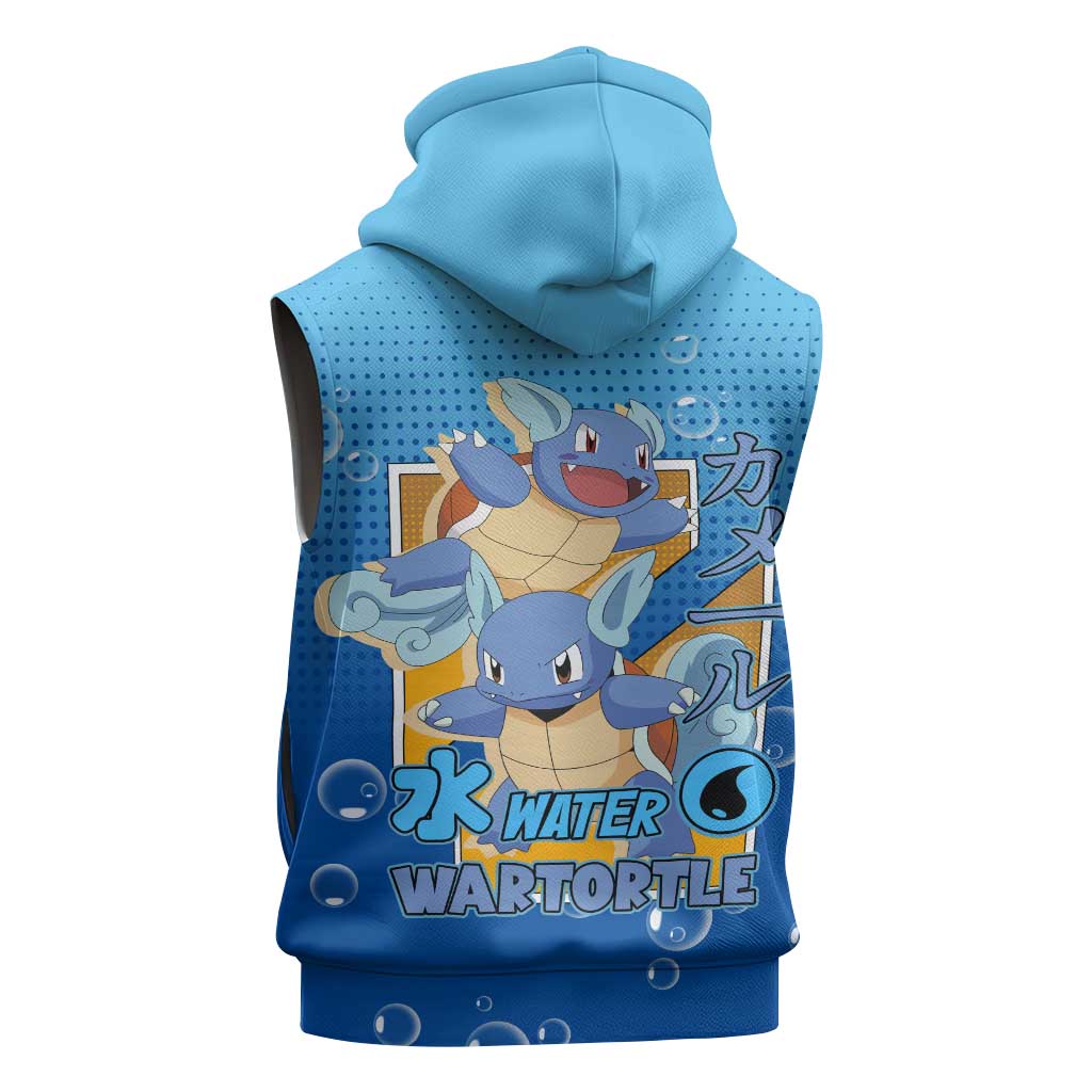 Wartortle Poké Sleeveless Hoodie with Water Type Featuring Strong and Playful Design - The Mazicc