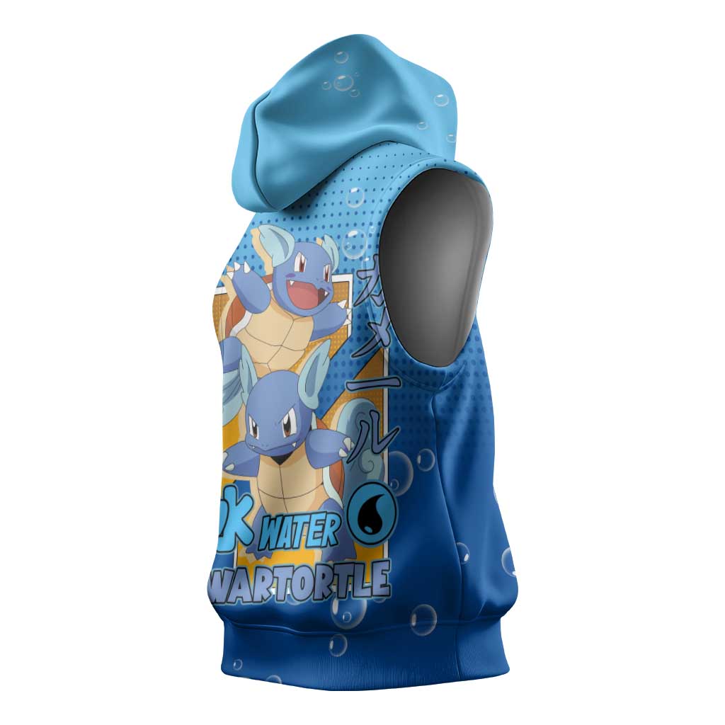 Wartortle Poké Sleeveless Hoodie with Water Type Featuring Strong and Playful Design - The Mazicc