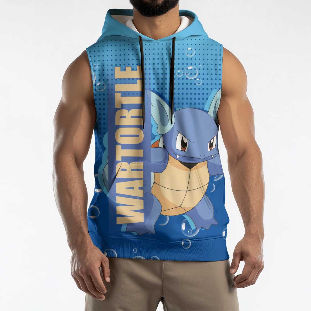 Wartortle Poké Sleeveless Hoodie with Water Type Featuring Strong and Playful Design - The Mazicc