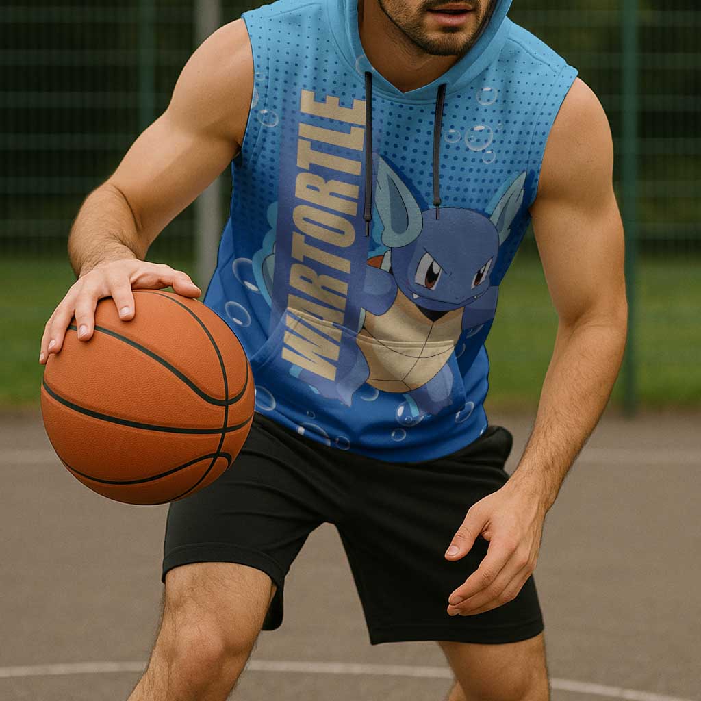 Wartortle Poké Sleeveless Hoodie with Water Type Featuring Strong and Playful Design - The Mazicc