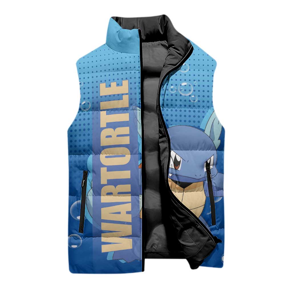Wartortle Poké Sleeveless Puffer Jacket with Water Type Featuring Strong and Playful Design - The Mazicc
