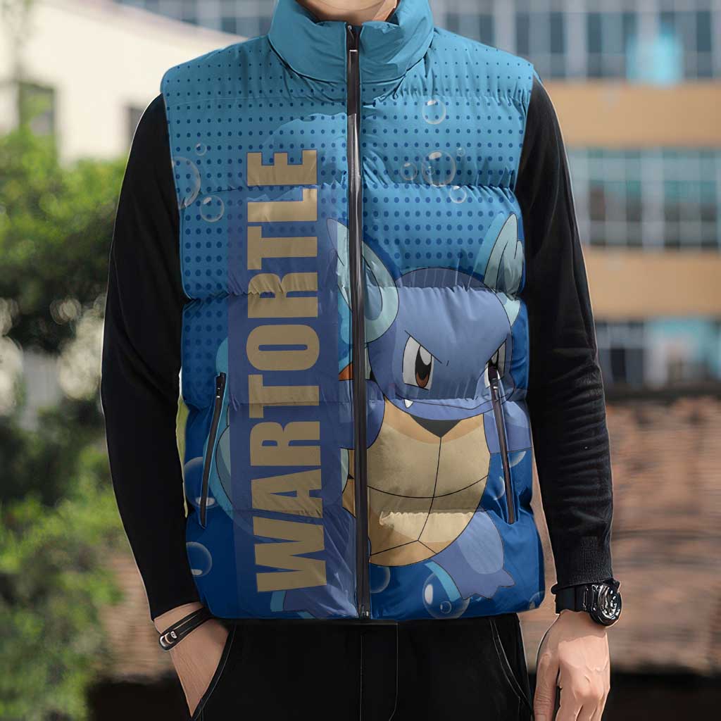 Wartortle Poké Sleeveless Puffer Jacket with Water Type Featuring Strong and Playful Design - The Mazicc