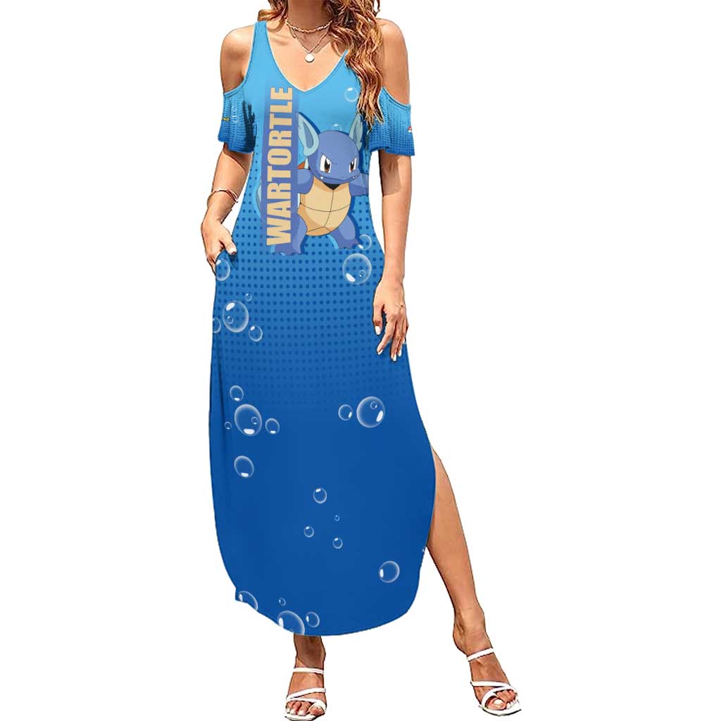 Wartortle Poké Summer Maxi Dress with Water Type Featuring Strong and Playful Design - The Mazicc