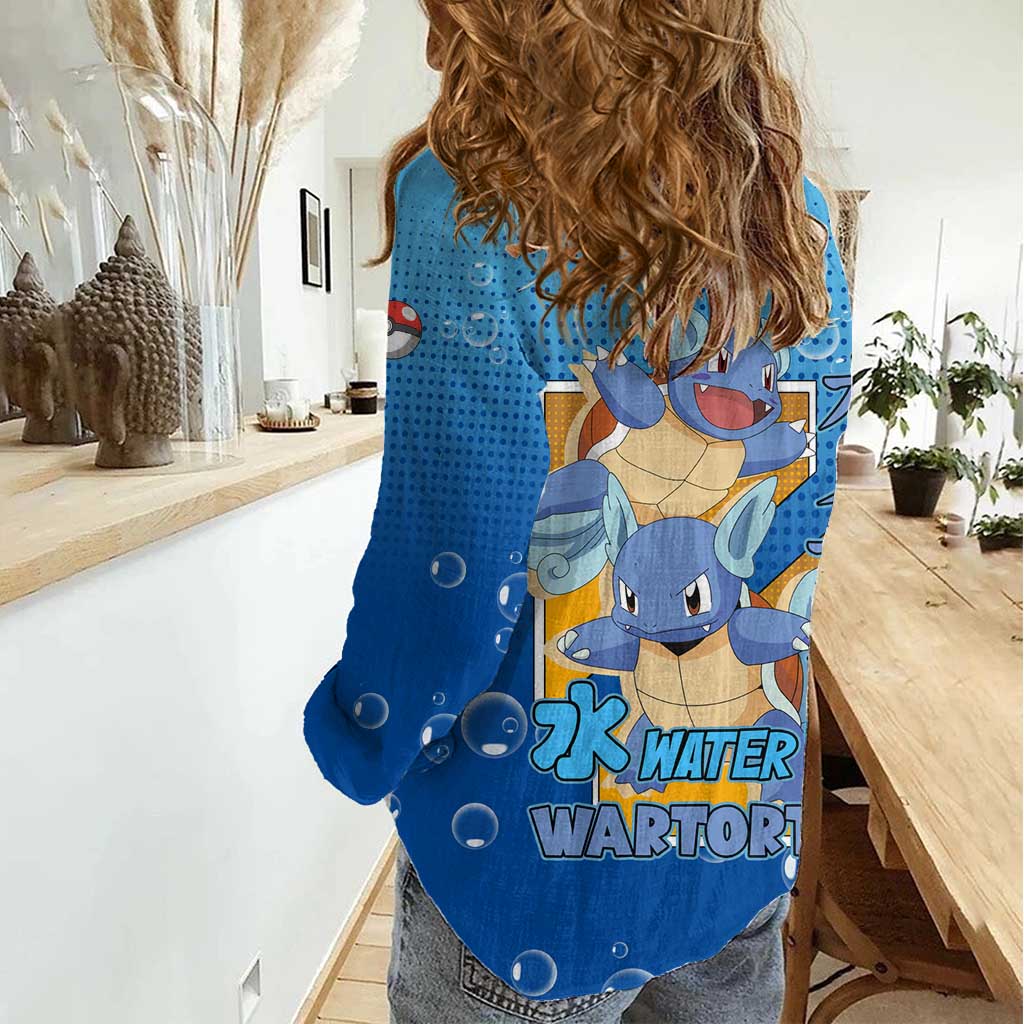 Wartortle Poké Women Casual Shirt with Water Type Featuring Strong and Playful Design - The Mazicc