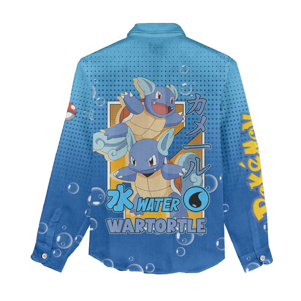 Wartortle Poké Women Casual Shirt with Water Type Featuring Strong and Playful Design - The Mazicc