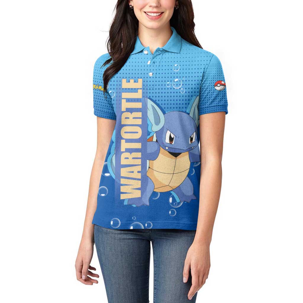 Wartortle Poké Women Polo Shirt with Water Type Featuring Strong and Playful Design - The Mazicc